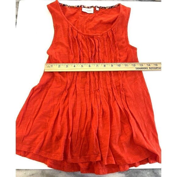 Anthropologie Deletta Sleeveless Ruffled Red V-Neck Top Red EUC XS - Picture 6 of 6